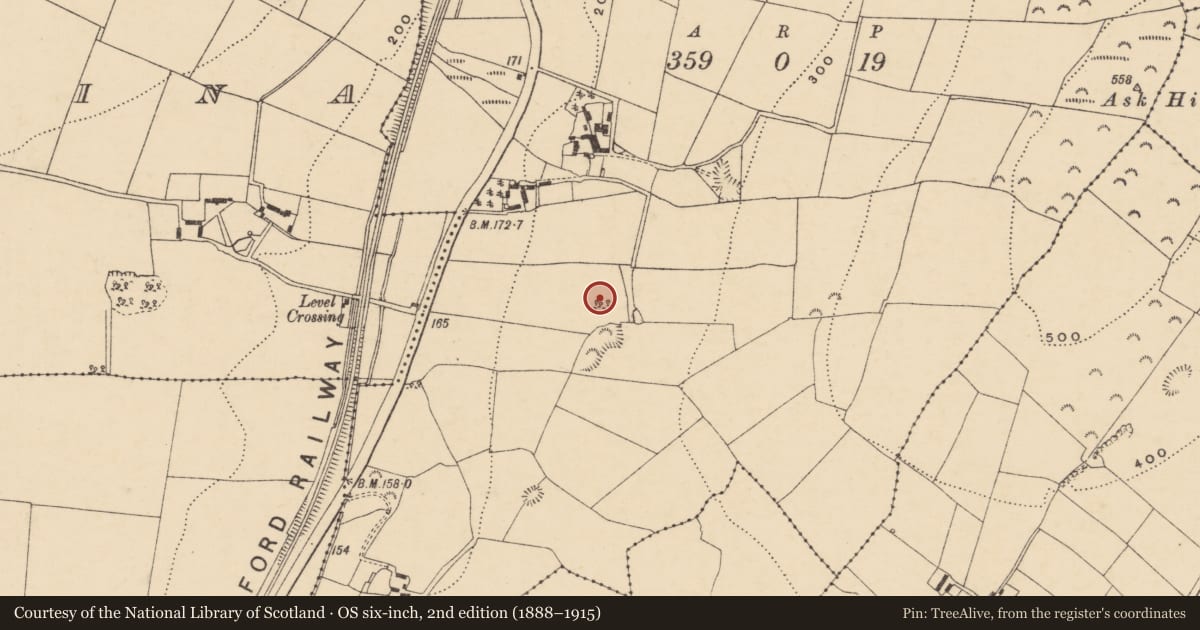Ordnance Survey six-inch map, 2nd edition (1888–1915) covering the location of Mound, Ask, County Wexford, with a pin at the register's coordinates