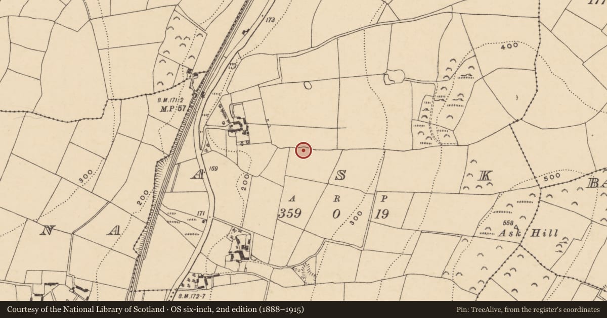 Ordnance Survey six-inch map, 2nd edition (1888–1915) covering the location of Furnace, Ask, County Wexford, with a pin at the register's coordinates