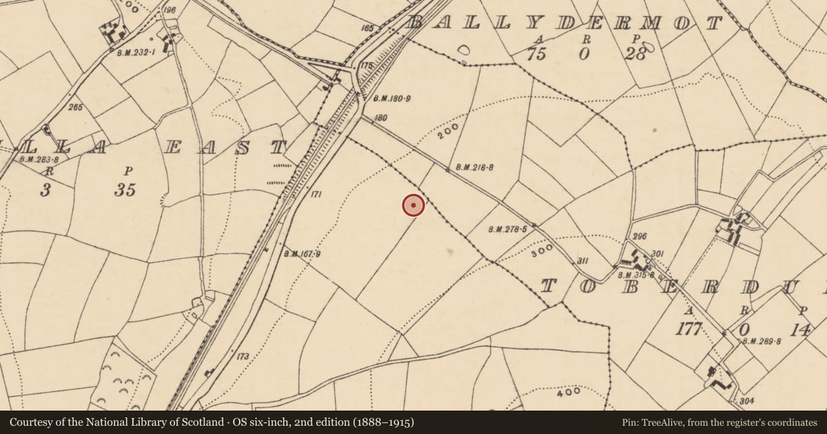 Ordnance Survey six-inch map, 2nd edition (1888–1915) covering the location of Structure, Ask, County Wexford, with a pin at the register's coordinates