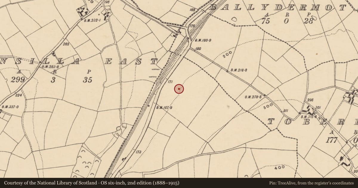Ordnance Survey six-inch map, 2nd edition (1888–1915) covering the location of Enclosure, Ask, County Wexford, with a pin at the register's coordinates
