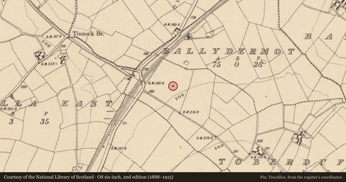Ordnance Survey six-inch map, 2nd edition (1888–1915) covering the location of Hearth, Toberduff, County Wexford, with a pin at the register's coordinates