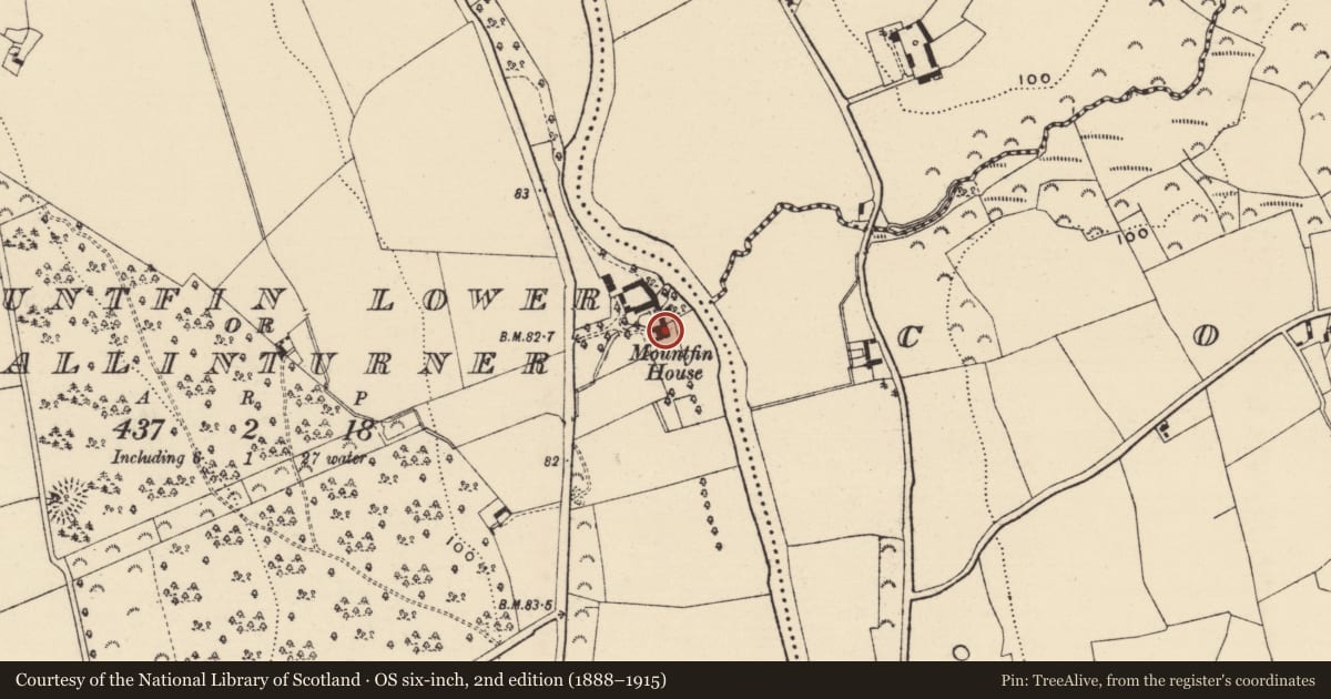 Ordnance Survey six-inch map, 2nd edition (1888–1915) covering the location of House - 17th century, Mountfin Lower Or Ballinturner, County Wexford, with a pin at the register's coordinates