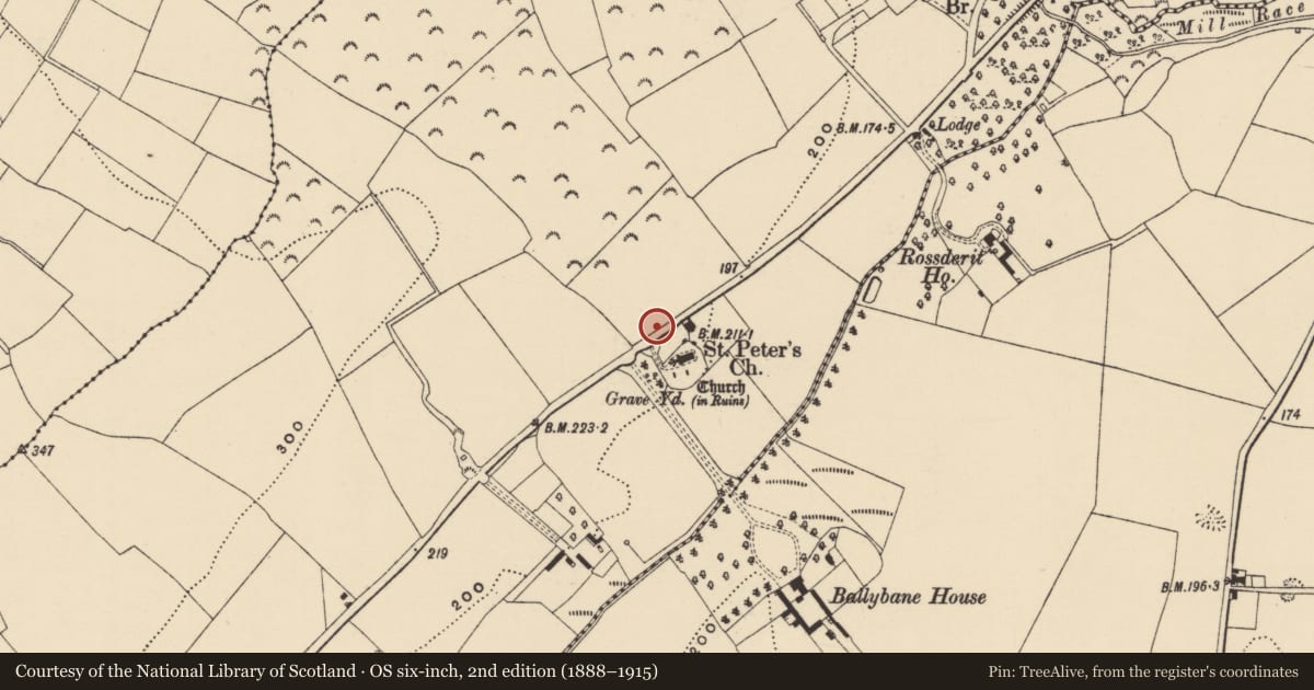 Ordnance Survey six-inch map, 2nd edition (1888–1915) covering the location of House - 18th/19th century, Moneytucker, County Wexford, with a pin at the register's coordinates