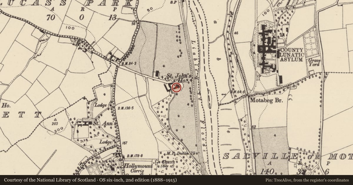 Ordnance Survey six-inch map, 2nd edition (1888–1915) covering the location of House - 17th century, St. John'S, County Wexford, with a pin at the register's coordinates