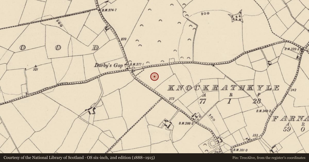 Ordnance Survey six-inch map, 2nd edition (1888–1915) covering the location of Excavation - miscellaneous, Knockrathkyle, County Wexford, with a pin at the register's coordinates