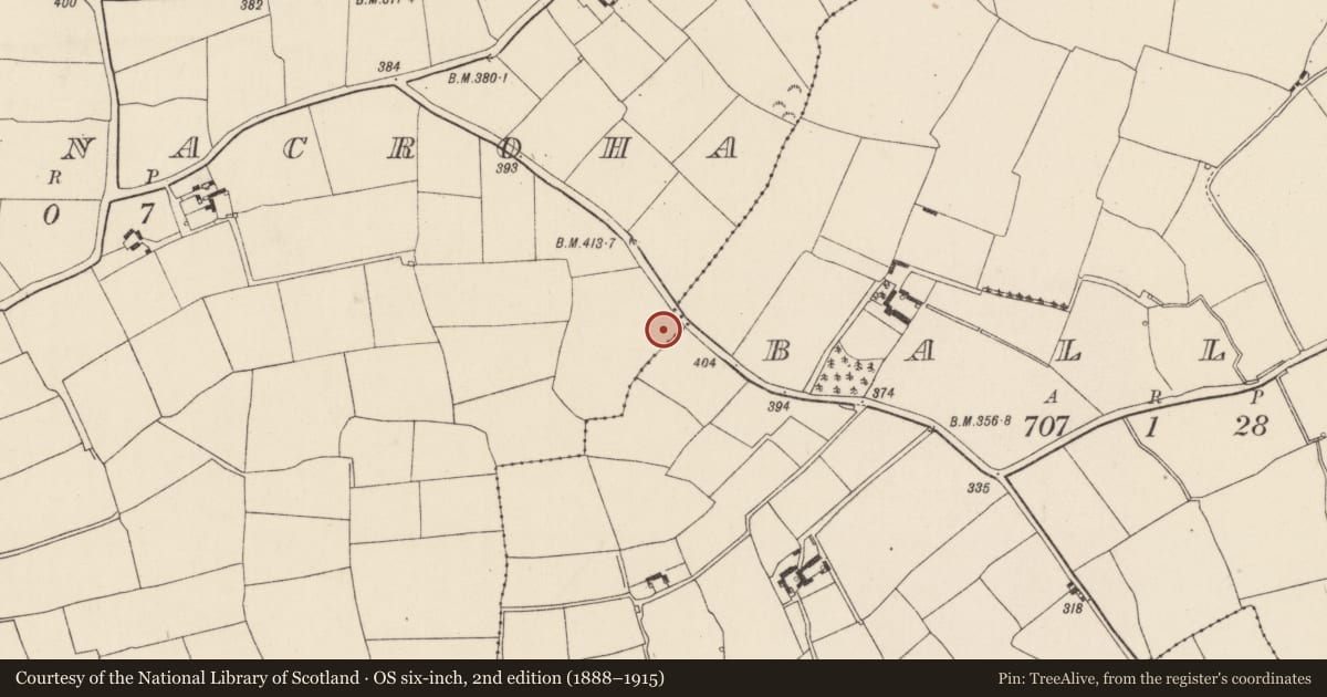 Ordnance Survey six-inch map, 2nd edition (1888–1915) covering the location of Ringfort - unclassified, Templenacroha, County Wexford, with a pin at the register's coordinates