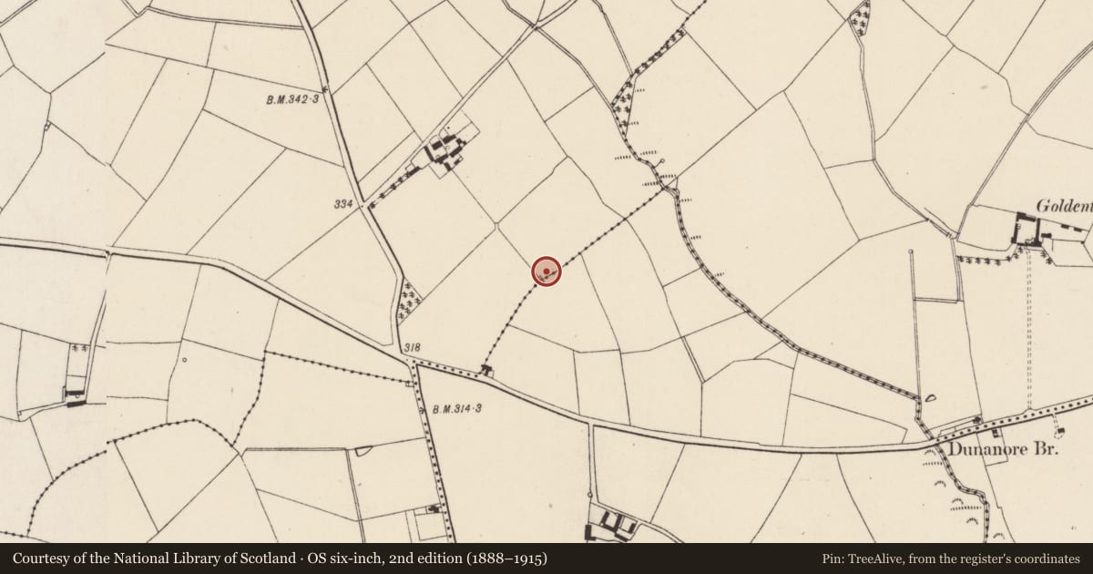 Ordnance Survey six-inch map, 2nd edition (1888–1915) covering the location of Enclosure, Lacken, County Wexford, with a pin at the register's coordinates