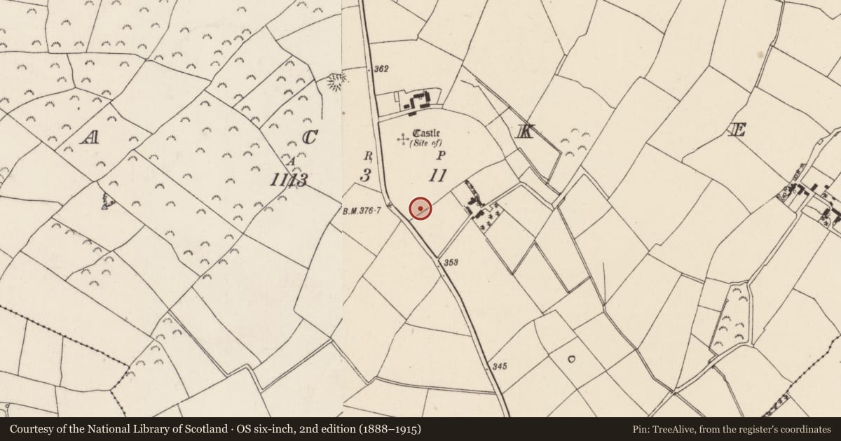Ordnance Survey six-inch map, 2nd edition (1888–1915) covering the location of Excavation - miscellaneous, Lacken, County Wexford, with a pin at the register's coordinates