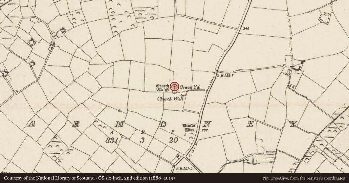 Ordnance Survey six-inch map, 2nd edition (1888–1915) covering the location of Structure, Barmoney, County Wexford, with a pin at the register's coordinates