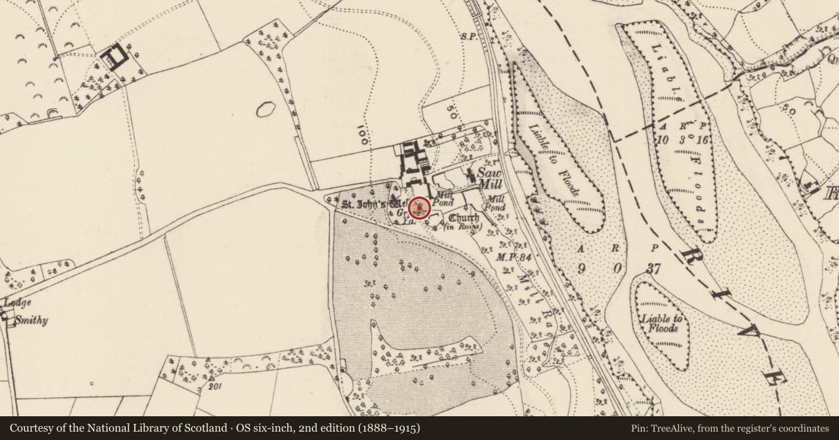 Ordnance Survey six-inch map, 2nd edition (1888–1915) covering the location of Ritual site - holy well, Ballyhoge, County Wexford, with a pin at the register's coordinates