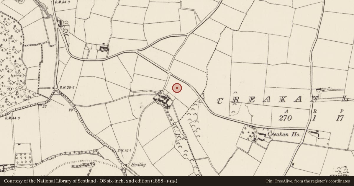Ordnance Survey six-inch map, 2nd edition (1888–1915) covering the location of Furnace, Camlin, County Wexford, with a pin at the register's coordinates