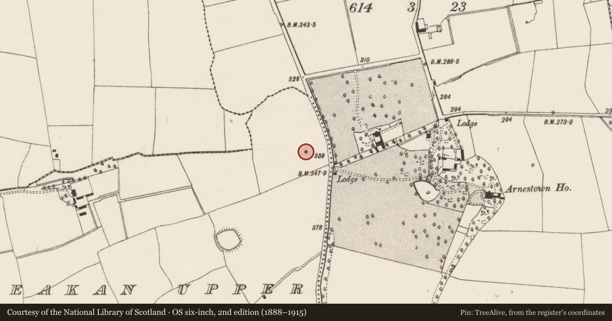 Ordnance Survey six-inch map, 2nd edition (1888–1915) covering the location of Field boundary, Creakan Upper, County Wexford, with a pin at the register's coordinates
