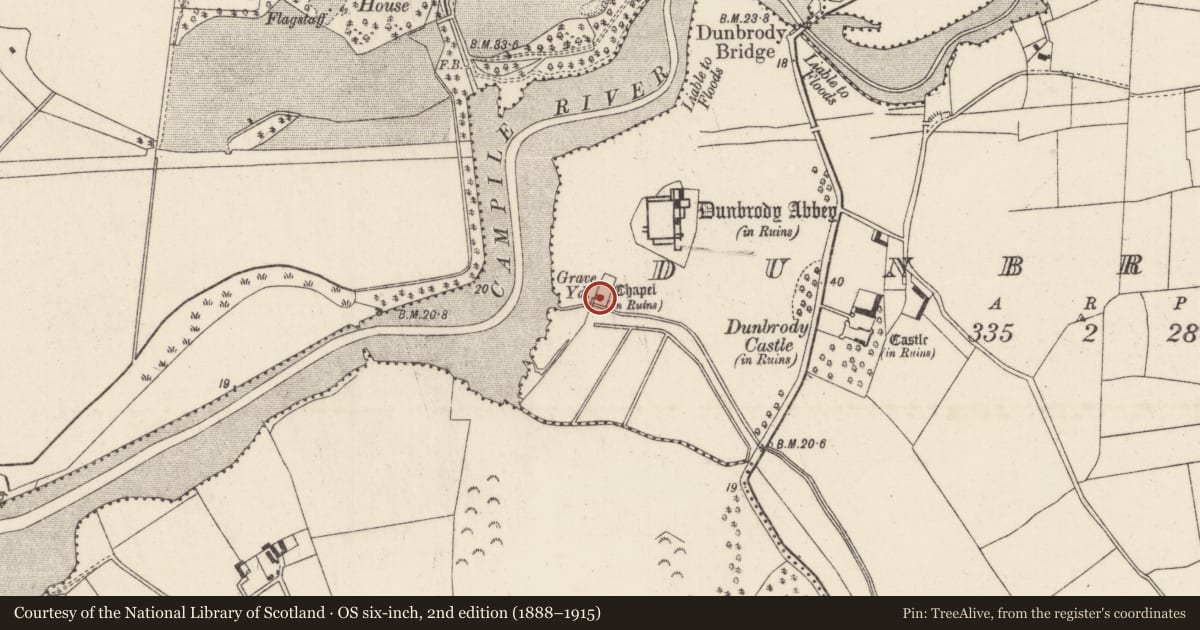 Ordnance Survey six-inch map, 2nd edition (1888–1915) covering the location of Gatehouse, Dunbrody, County Wexford, with a pin at the register's coordinates