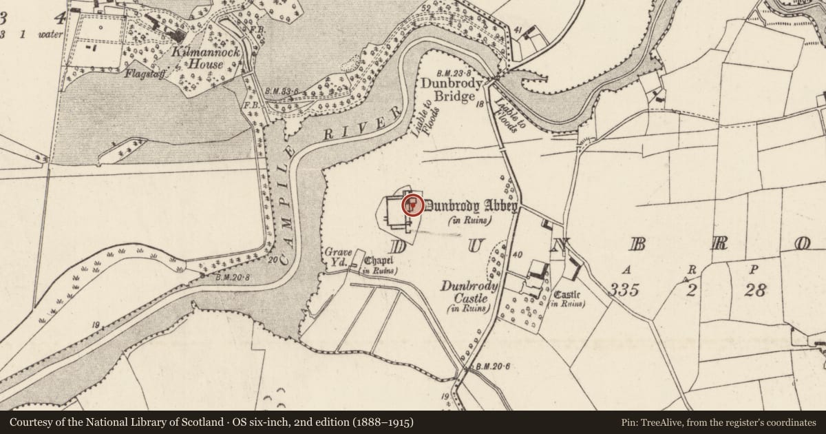 Ordnance Survey six-inch map, 2nd edition (1888–1915) covering the location of House - 16th/17th century, Dunbrody, County Wexford, with a pin at the register's coordinates