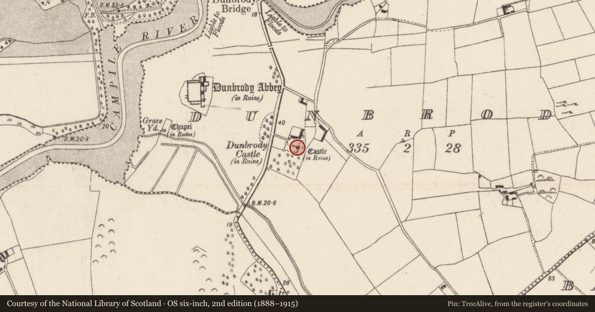 Ordnance Survey six-inch map, 2nd edition (1888–1915) covering the location of House - 17th century, Dunbrody, County Wexford, with a pin at the register's coordinates