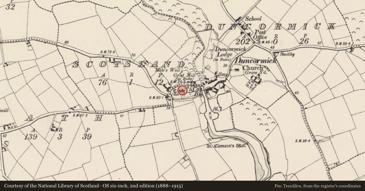 Ordnance Survey six-inch map, 2nd edition (1888–1915) covering the location of Promontory fort - inland, Duncormick Hill, County Wexford, with a pin at the register's coordinates