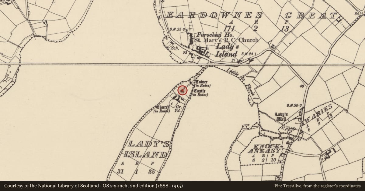 Ordnance Survey six-inch map, 2nd edition (1888–1915) covering the location of Gatehouse, Lady'S Island, County Wexford, with a pin at the register's coordinates