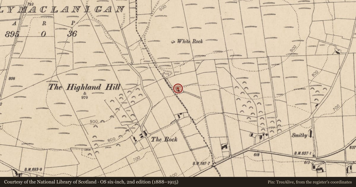Ordnance Survey six-inch map, 2nd edition (1888–1915) covering the location of House, Gortilea, Derry City and Strabane, with a pin at the register's coordinates