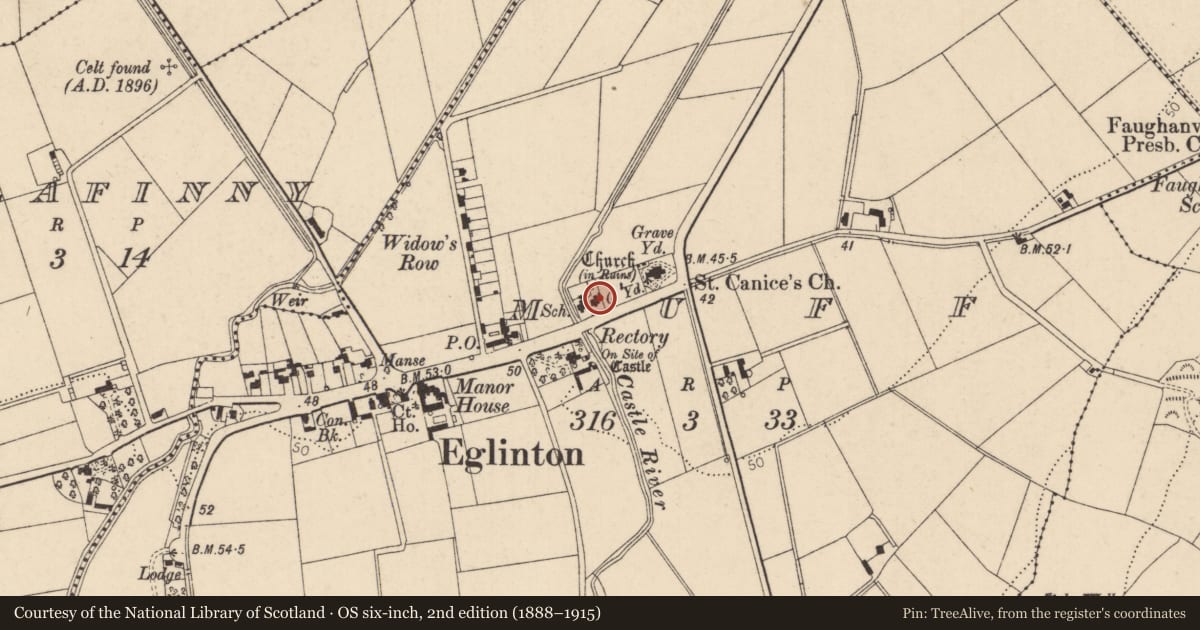 Ordnance Survey six-inch map, 2nd edition (1888–1915) covering the location of Former Schoolmaster'S House, Muff, Derry City and Strabane, with a pin at the register's coordinates