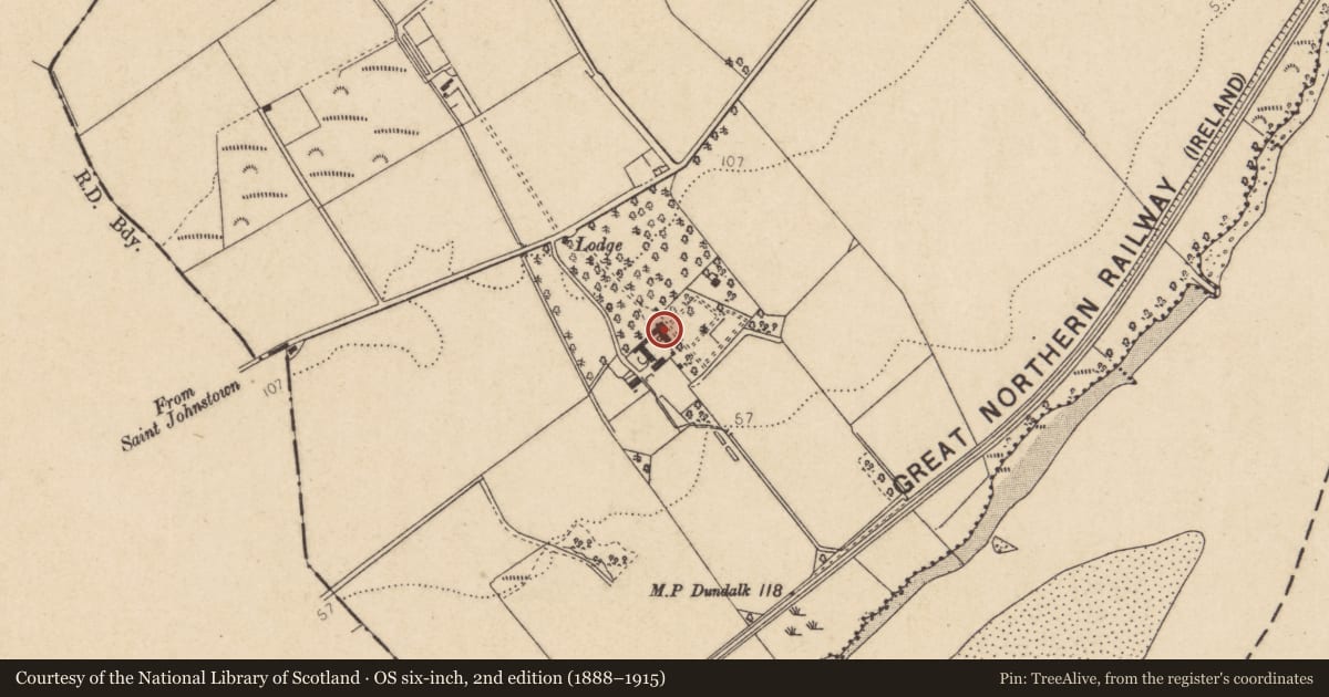 Ordnance Survey six-inch map, 2nd edition (1888–1915) covering the location of 68 Ballougry Road, Derry City and Strabane, with a pin at the register's coordinates