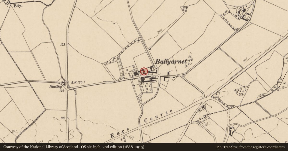 Ordnance Survey six-inch map, 2nd edition (1888–1915) covering the location of Dairy Building, Ballyarnett, Derry City and Strabane, with a pin at the register's coordinates