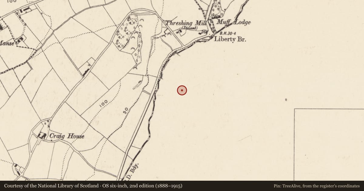 Ordnance Survey six-inch map, 2nd edition (1888–1915) covering the location of Former Hollybush Primary School, Culmore, Derry City and Strabane, with a pin at the register's coordinates