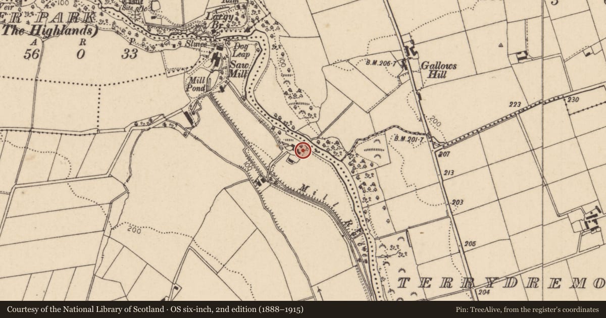Ordnance Survey six-inch map, 2nd edition (1888–1915) covering the location of Former Wash Mill, Largy, Causeway Coast and Glens, with a pin at the register's coordinates