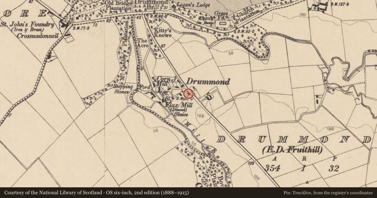 Ordnance Survey six-inch map, 2nd edition (1888–1915) covering the location of Appletree House, Drummond, Causeway Coast and Glens, with a pin at the register's coordinates