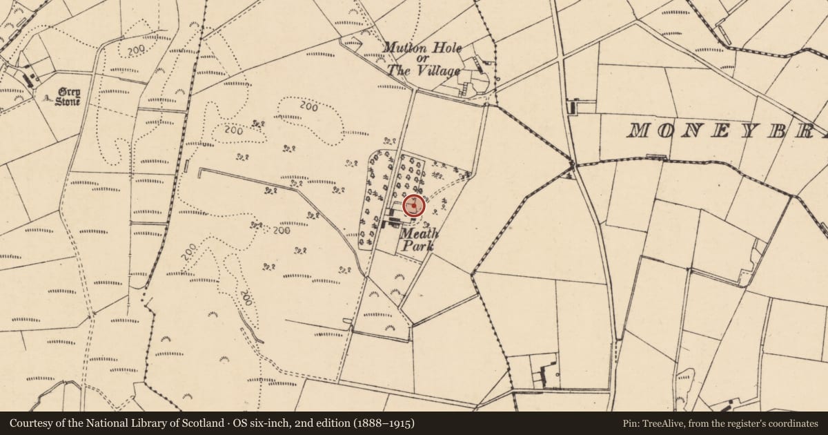 Ordnance Survey six-inch map, 2nd edition (1888–1915) covering the location of 15 Lisnamuck Road, Ballybritain, Causeway Coast and Glens, with a pin at the register's coordinates