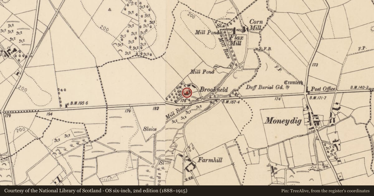 Ordnance Survey six-inch map, 2nd edition (1888–1915) covering the location of Brookfield, Causeway Coast and Glens, with a pin at the register's coordinates