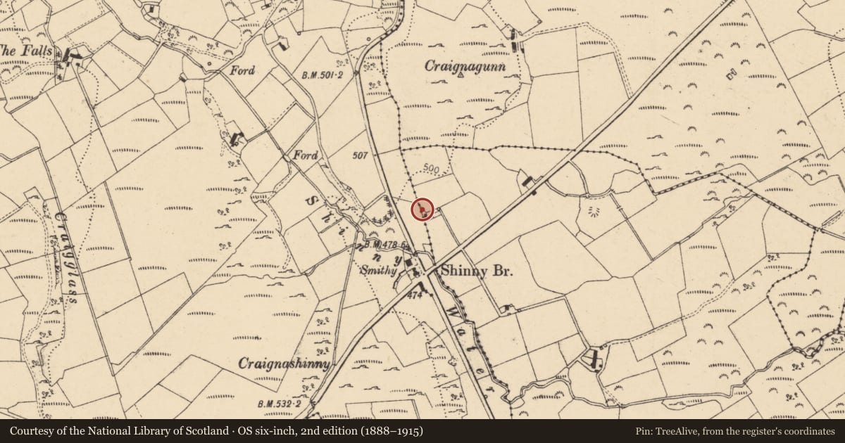 Ordnance Survey six-inch map, 2nd edition (1888–1915) covering the location of 69 Letterloan Road, Cashel, Causeway Coast and Glens, with a pin at the register's coordinates