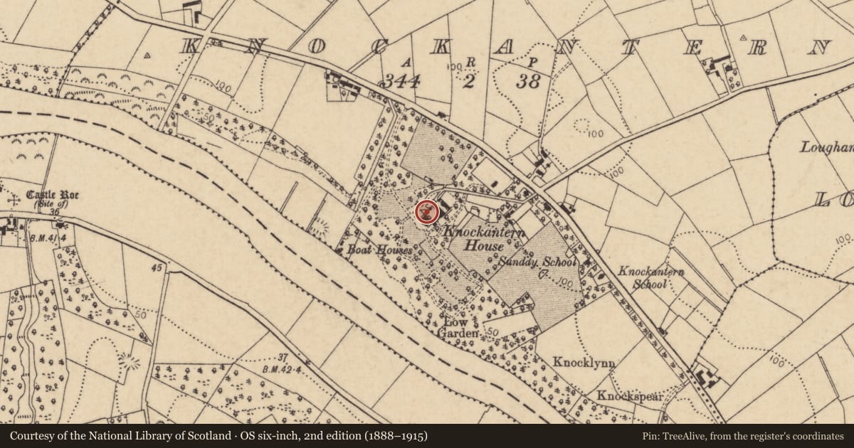 Ordnance Survey six-inch map, 2nd edition (1888–1915) covering the location of Knocktarna, Knockantern, Causeway Coast and Glens, with a pin at the register's coordinates