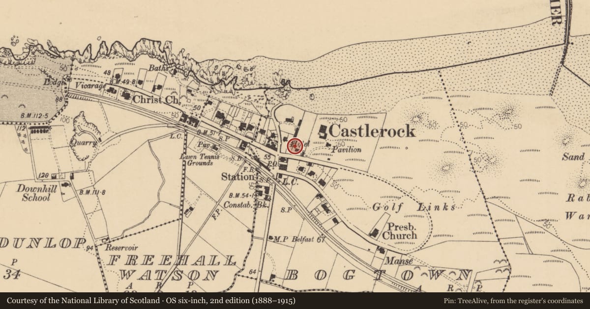 Ordnance Survey six-inch map, 2nd edition (1888–1915) covering the location of 7 Circular Road, Causeway Coast and Glens, with a pin at the register's coordinates