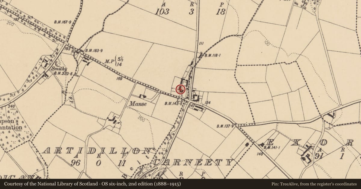 Ordnance Survey six-inch map, 2nd edition (1888–1915) covering the location of Liffock House, Causeway Coast and Glens, with a pin at the register's coordinates
