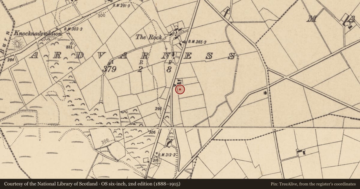 Ordnance Survey six-inch map, 2nd edition (1888–1915) covering the location of 34 Cashel Road, Causeway Coast and Glens, with a pin at the register's coordinates