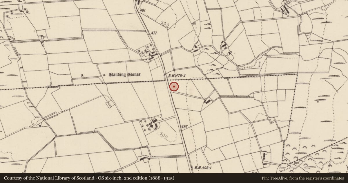 Ordnance Survey six-inch map, 2nd edition (1888–1915) covering the location of 121 Corkey Road, Causeway Coast and Glens, with a pin at the register's coordinates