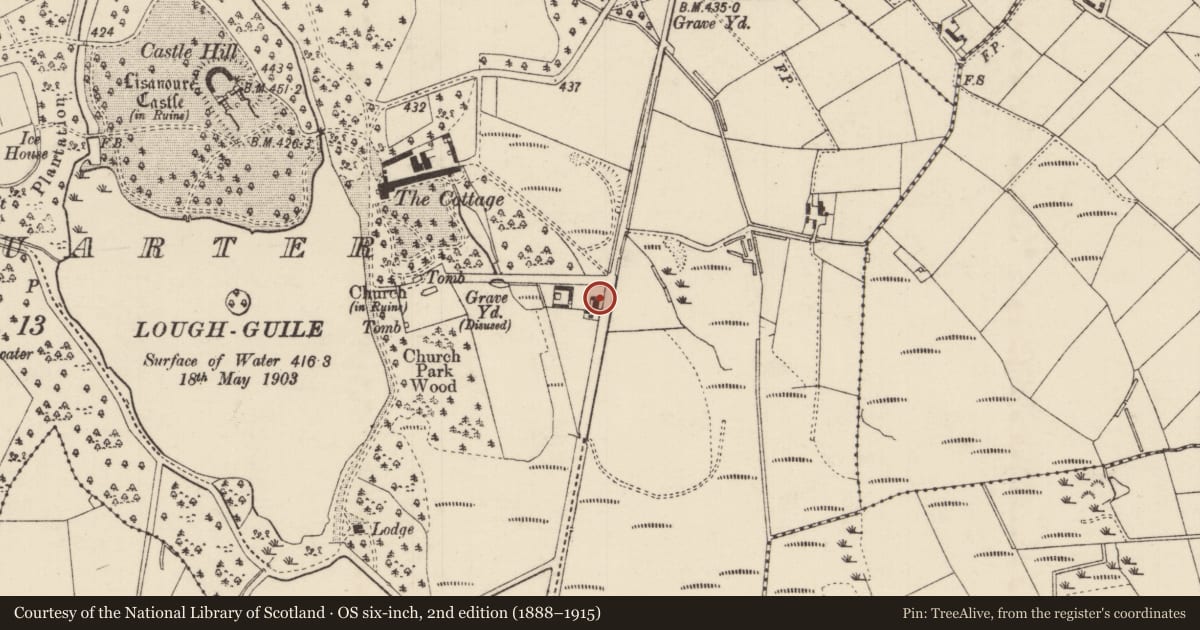 Ordnance Survey six-inch map, 2nd edition (1888–1915) covering the location of RECTORY, Causeway Coast and Glens, with a pin at the register's coordinates