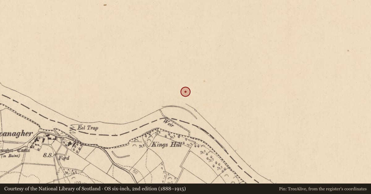 Ordnance Survey six-inch map, 2nd edition (1888–1915) covering the location of Glandore Gate Lodge, Causeway Coast and Glens, with a pin at the register's coordinates