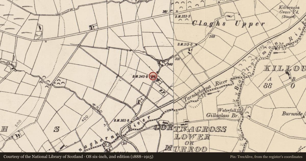 Ordnance Survey six-inch map, 2nd edition (1888–1915) covering the location of 21 Gault'S Road, Causeway Coast and Glens, with a pin at the register's coordinates