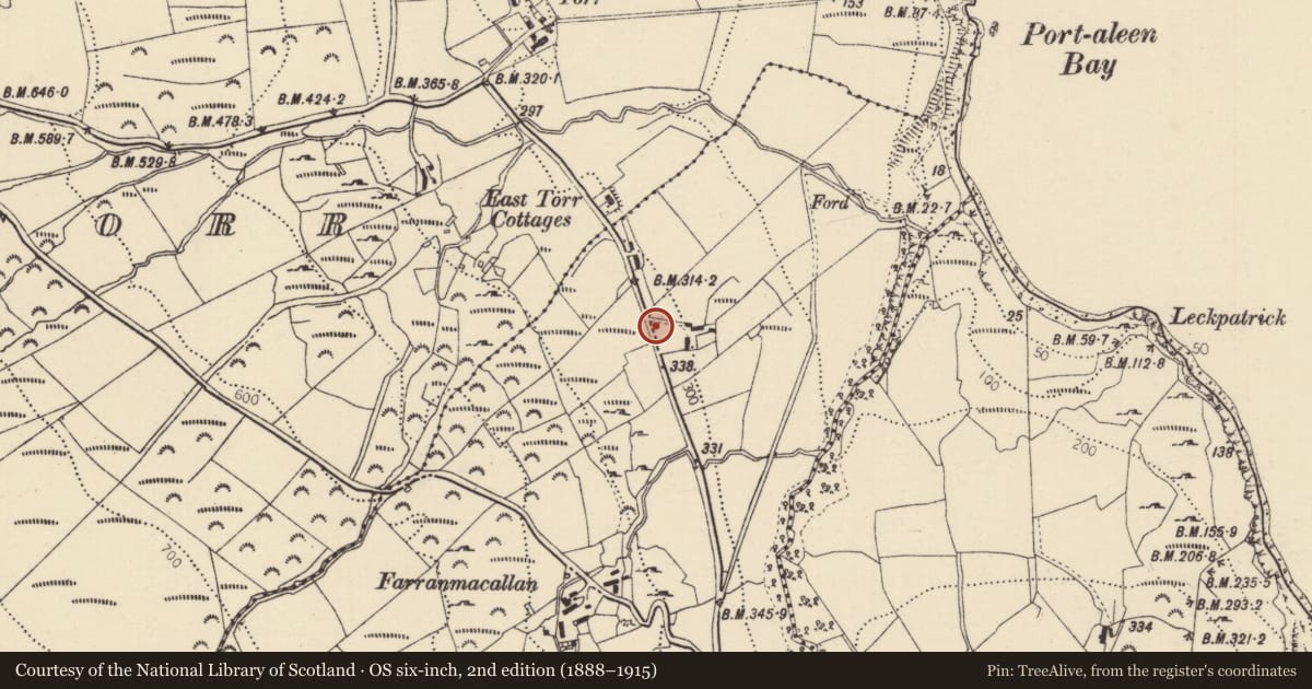 Ordnance Survey six-inch map, 2nd edition (1888–1915) covering the location of K6 Telephone Kiosk, Ballyvoy, with a pin at the register's coordinates