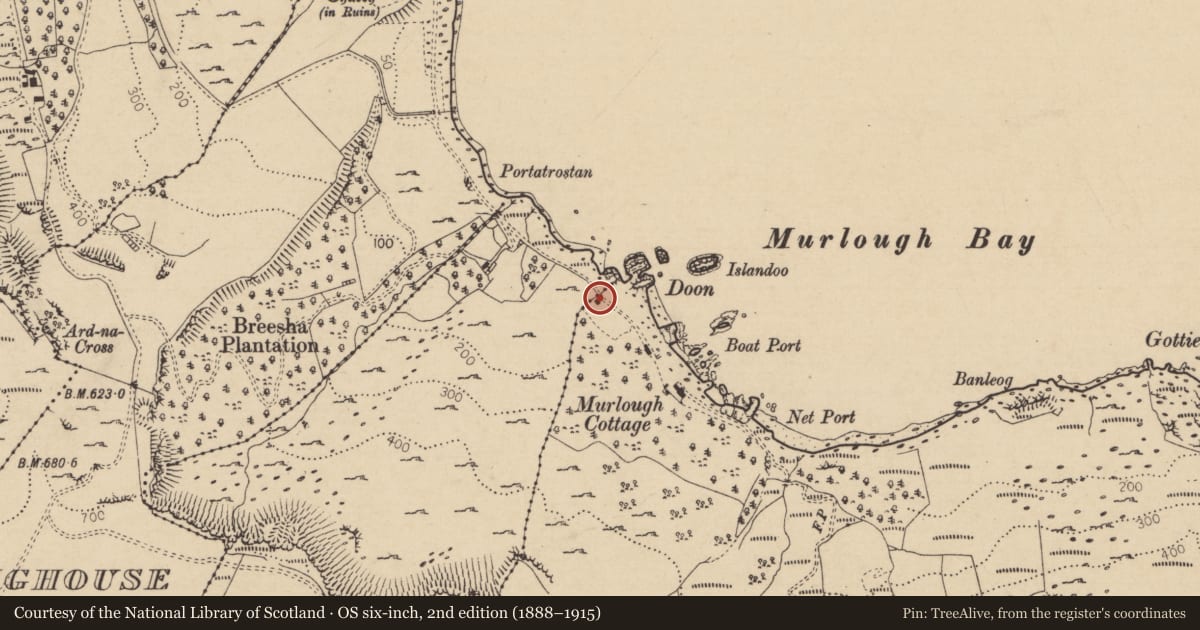 Ordnance Survey six-inch map, 2nd edition (1888–1915) covering the location of The Bothy, Causeway Coast and Glens, with a pin at the register's coordinates