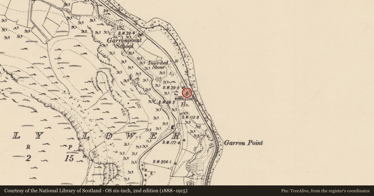 Ordnance Survey six-inch map, 2nd edition (1888–1915) covering the location of Pump house, Galboly Lower, Mid and East Antrim, with a pin at the register's coordinates