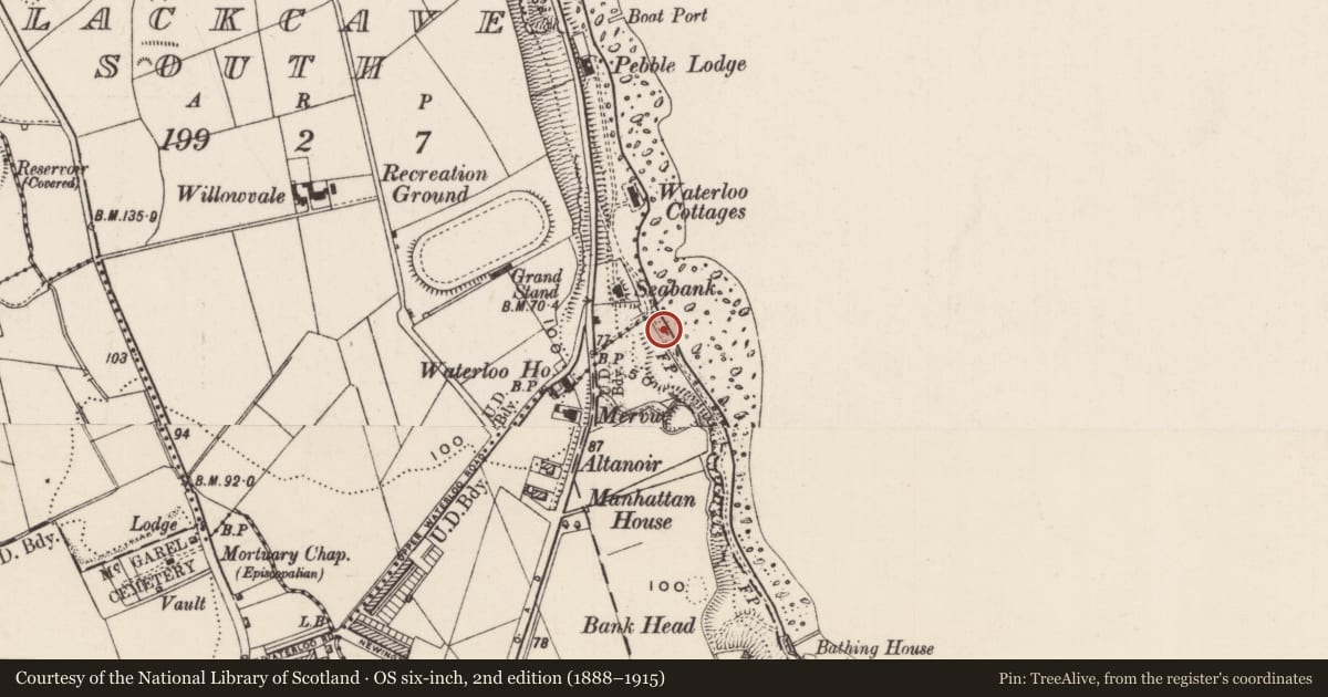 Ordnance Survey six-inch map, 2nd edition (1888–1915) covering the location of Fountain, None, Mid and East Antrim, with a pin at the register's coordinates