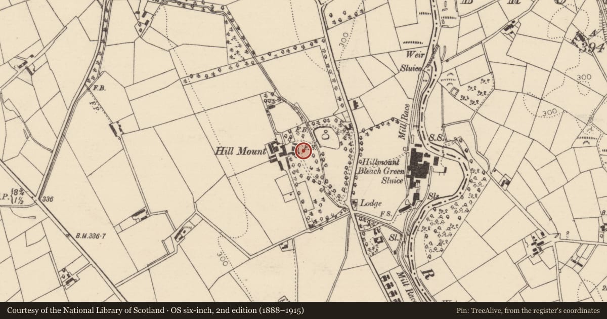 Ordnance Survey six-inch map, 2nd edition (1888–1915) covering the location of Hillmount House And Entrance Screen, Mid and East Antrim, with a pin at the register's coordinates