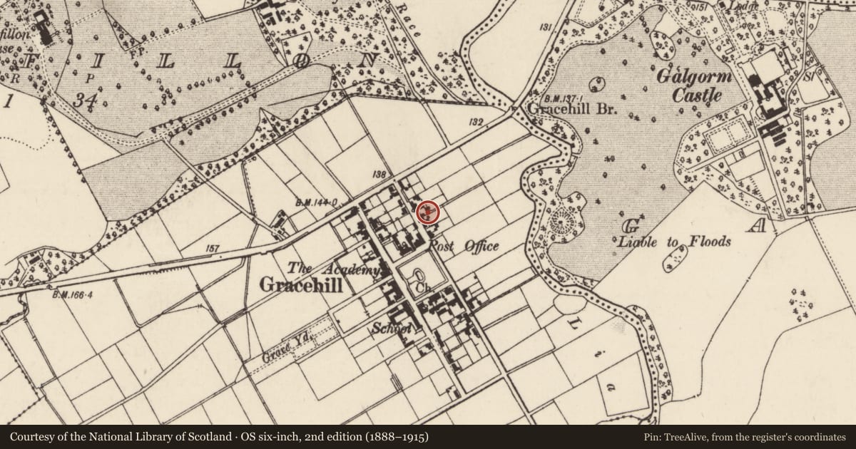 Ordnance Survey six-inch map, 2nd edition (1888–1915) covering the location of 20 Cennick St., Mid and East Antrim, with a pin at the register's coordinates