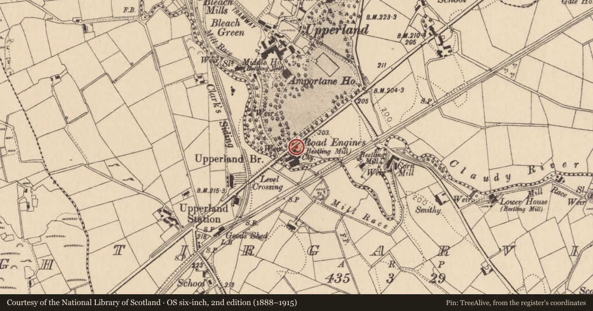 Ordnance Survey six-inch map, 2nd edition (1888–1915) covering the location of Gate Lodge Of Ampertain House, Mid Ulster, with a pin at the register's coordinates
