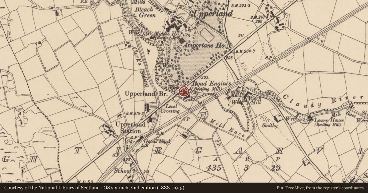Ordnance Survey six-inch map, 2nd edition (1888–1915) covering the location of Part of complex of Road Engines Beetling Mill, Upperland, Magherafelt, with a pin at the register's coordinates