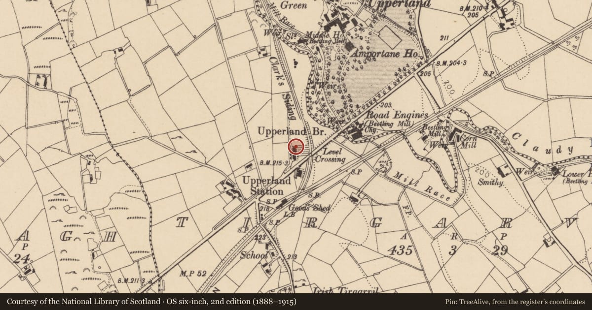 Ordnance Survey six-inch map, 2nd edition (1888–1915) covering the location of 5 Boyne Row, Mid Ulster, with a pin at the register's coordinates