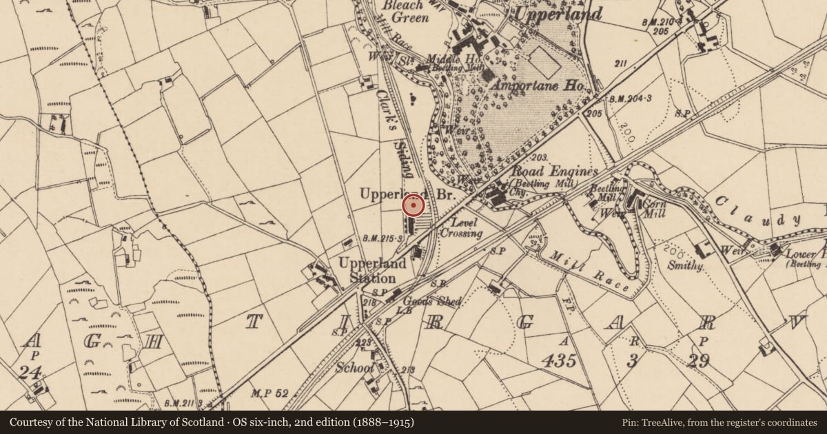 Ordnance Survey six-inch map, 2nd edition (1888–1915) covering the location of 8 Boyne Row, Mid Ulster, with a pin at the register's coordinates