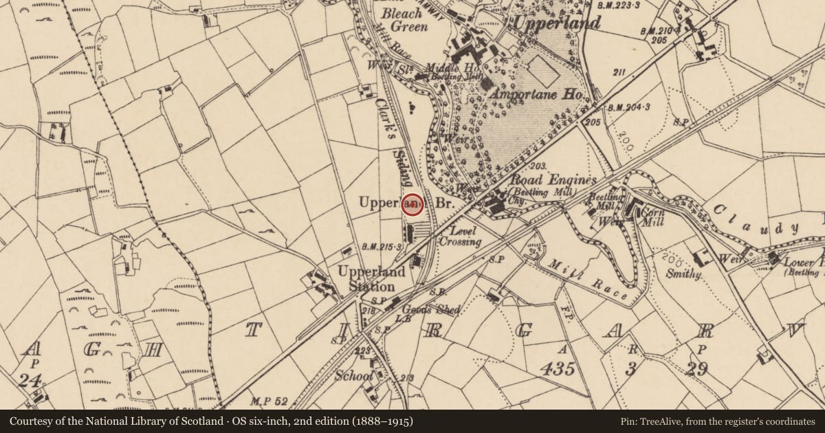 Ordnance Survey six-inch map, 2nd edition (1888–1915) covering the location of 12 Boyne Row, Mid Ulster, with a pin at the register's coordinates